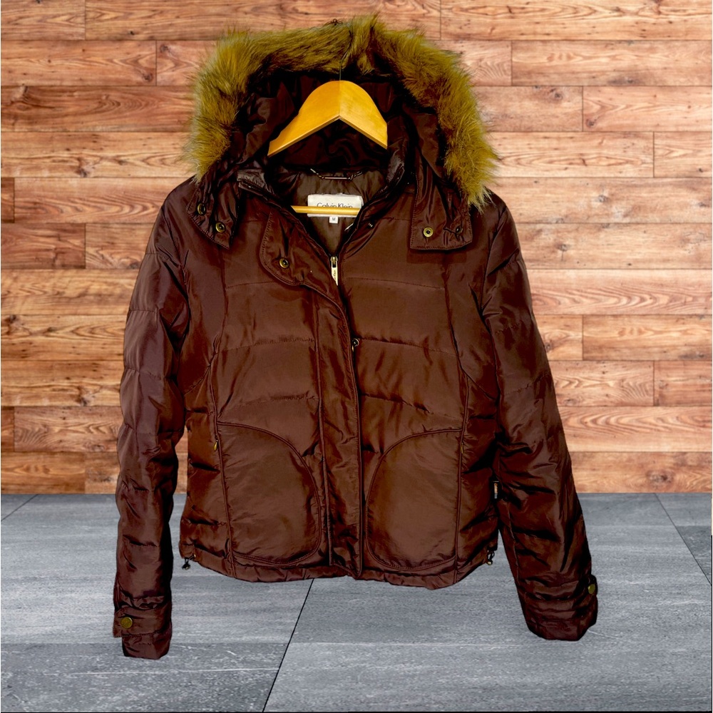 Calvin Klein Puffer Coat with Fur lined Hood woman’s size M‎